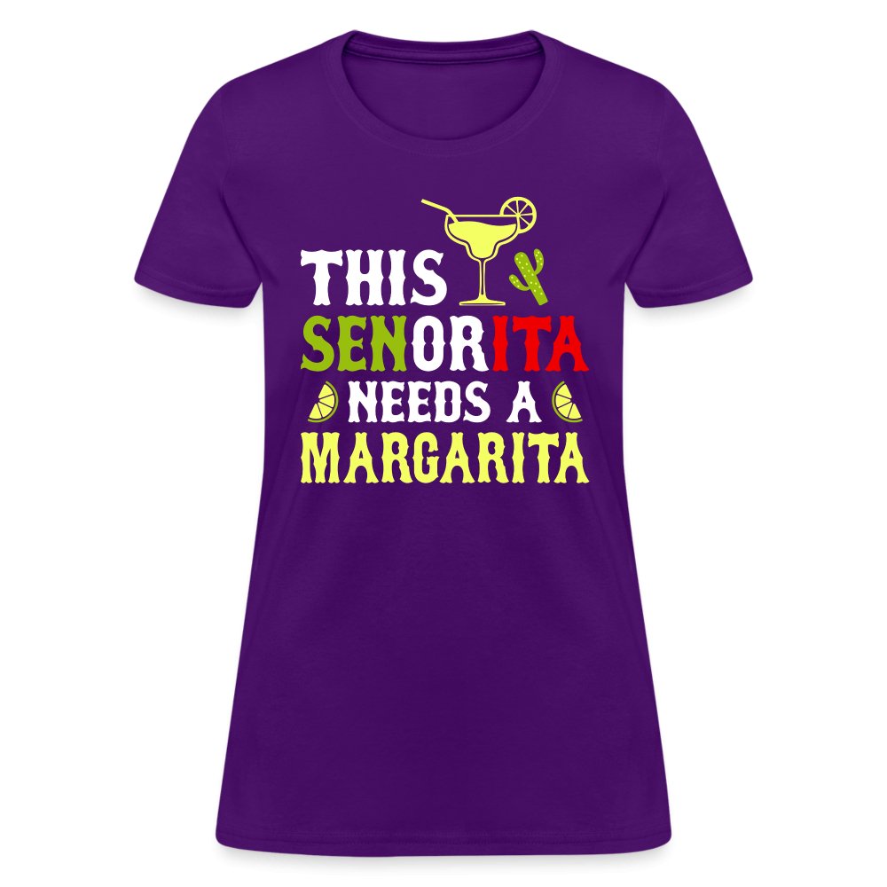 This Señorita Needs A Margarita Women's T-Shirt (Cinco de Mayo) - purple