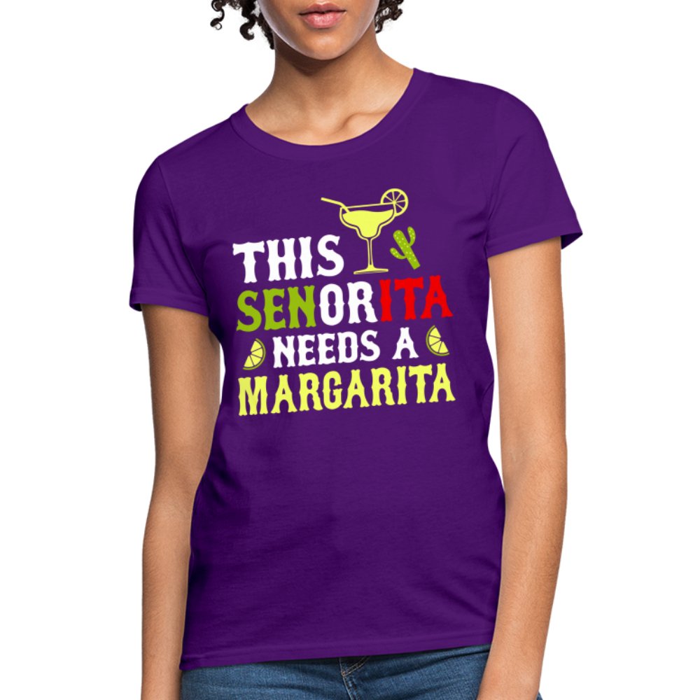 This Señorita Needs A Margarita Women's T-Shirt (Cinco de Mayo) - purple