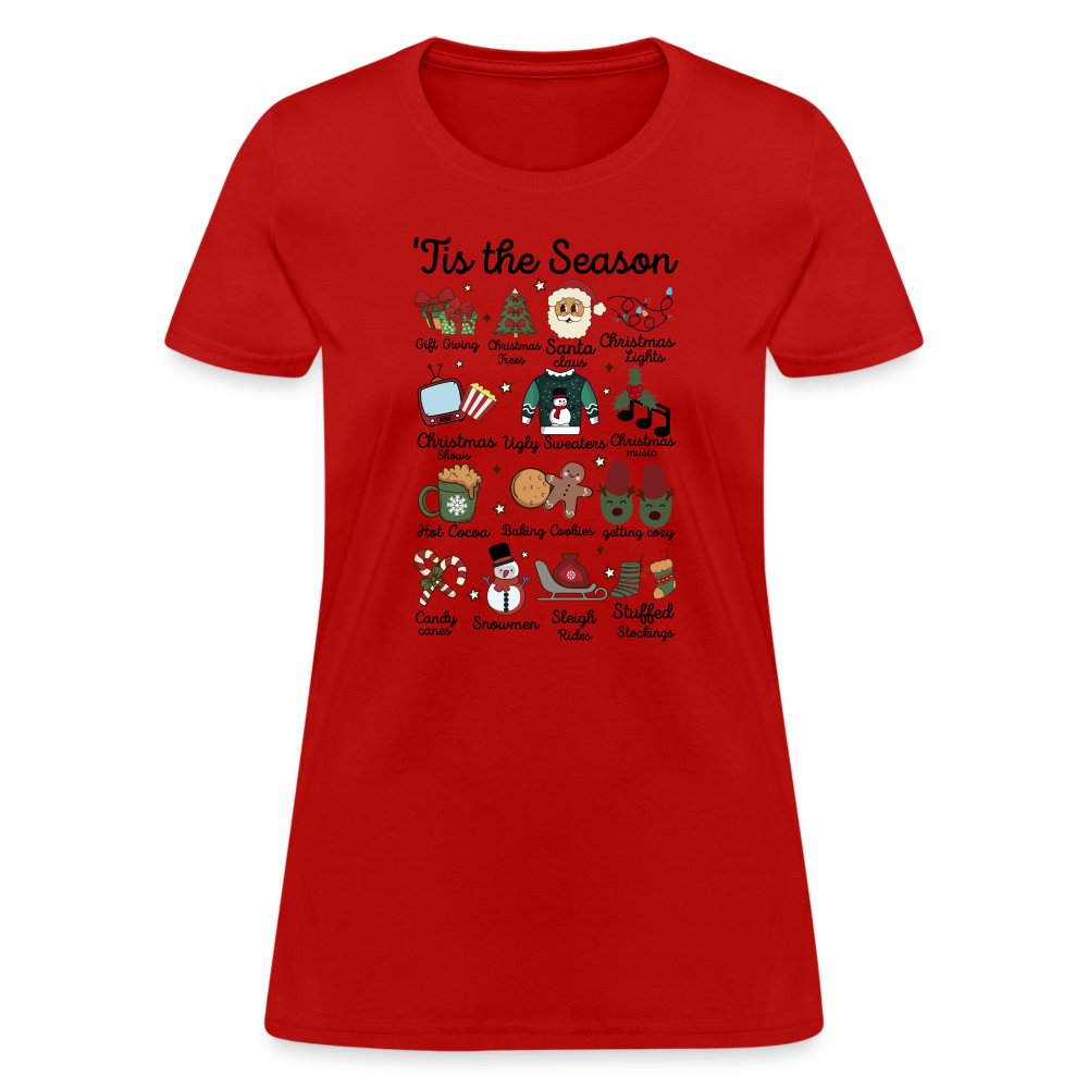 Tis The Season (Christmas) Women's Contoured T-Shirt - red