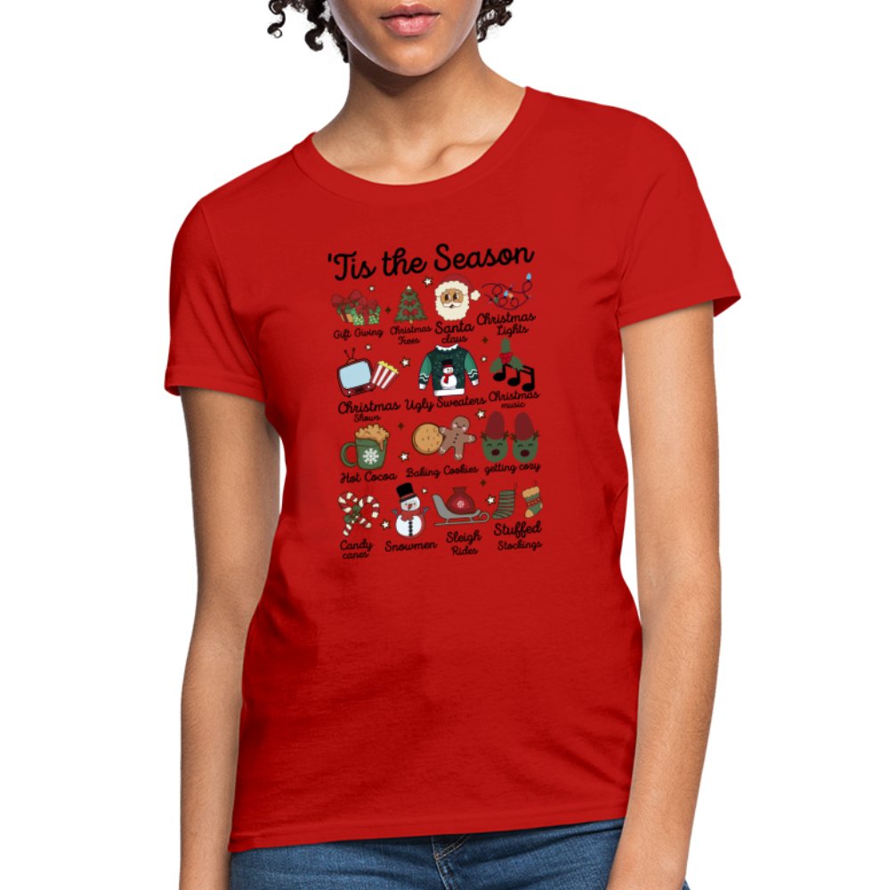 Tis The Season (Christmas) Women's Contoured T-Shirt - red