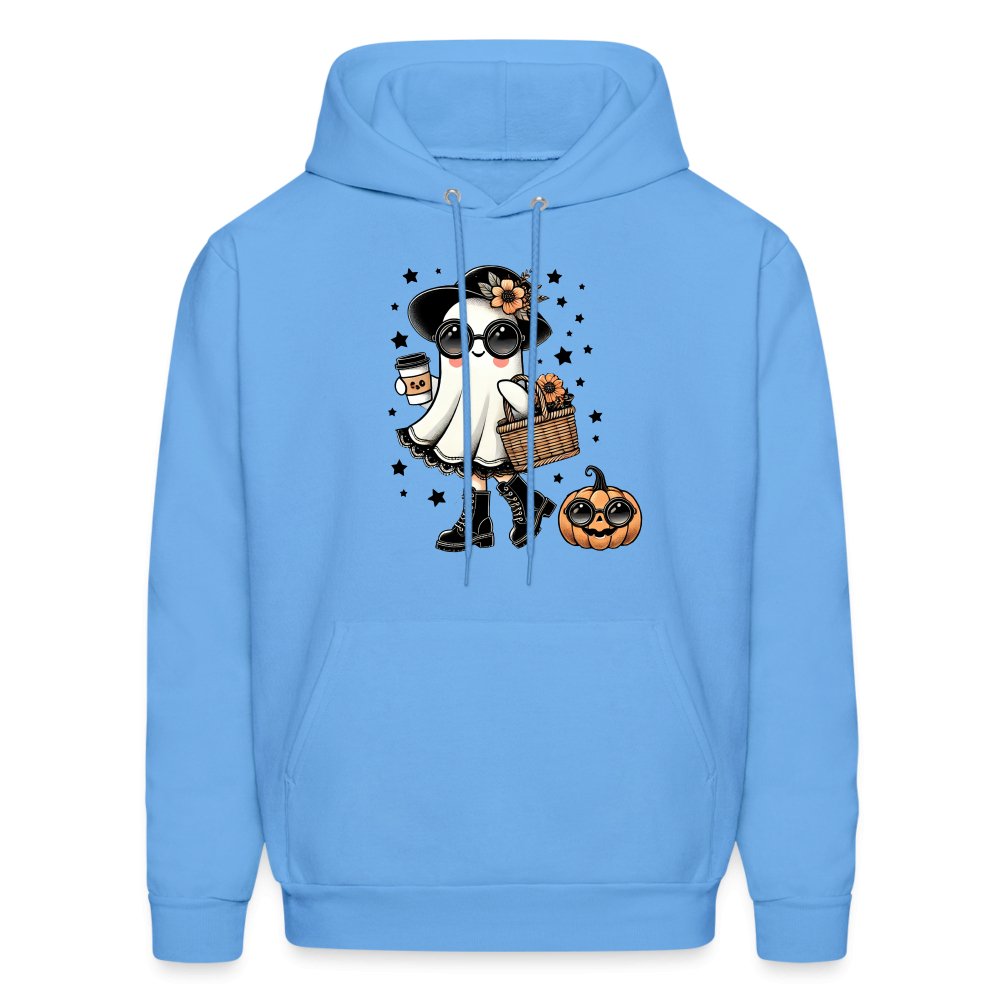 Too Cute Halloween and Autumn Mom Ghost Hoodie - carolina blue