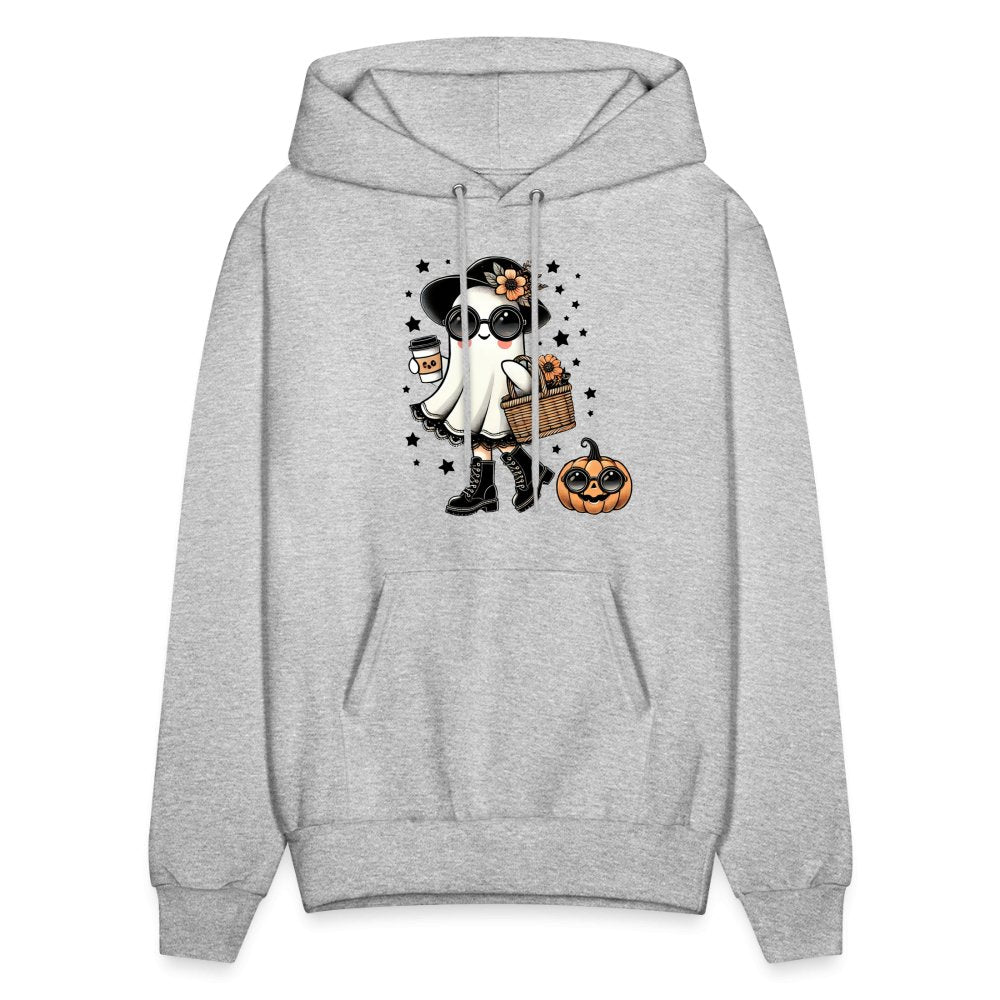 Too Cute Halloween and Autumn Mom Ghost Hoodie - heather gray