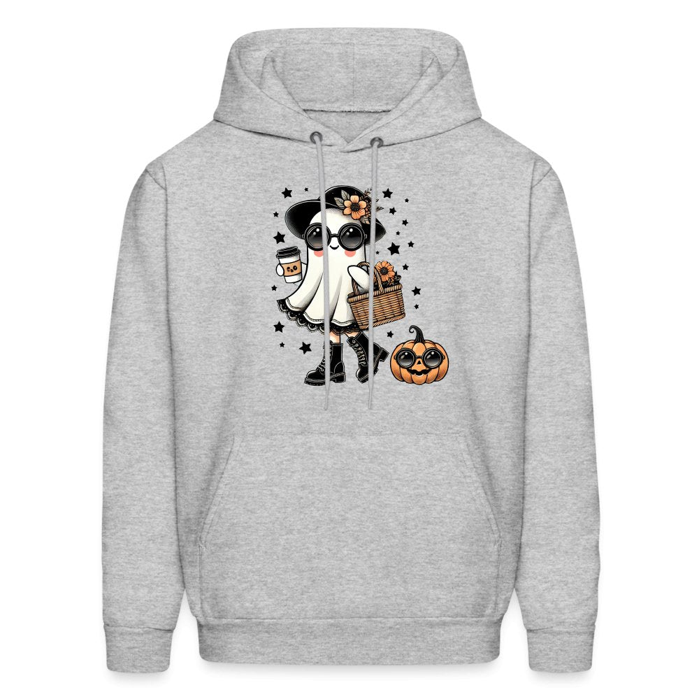 Too Cute Halloween and Autumn Mom Ghost Hoodie - heather gray