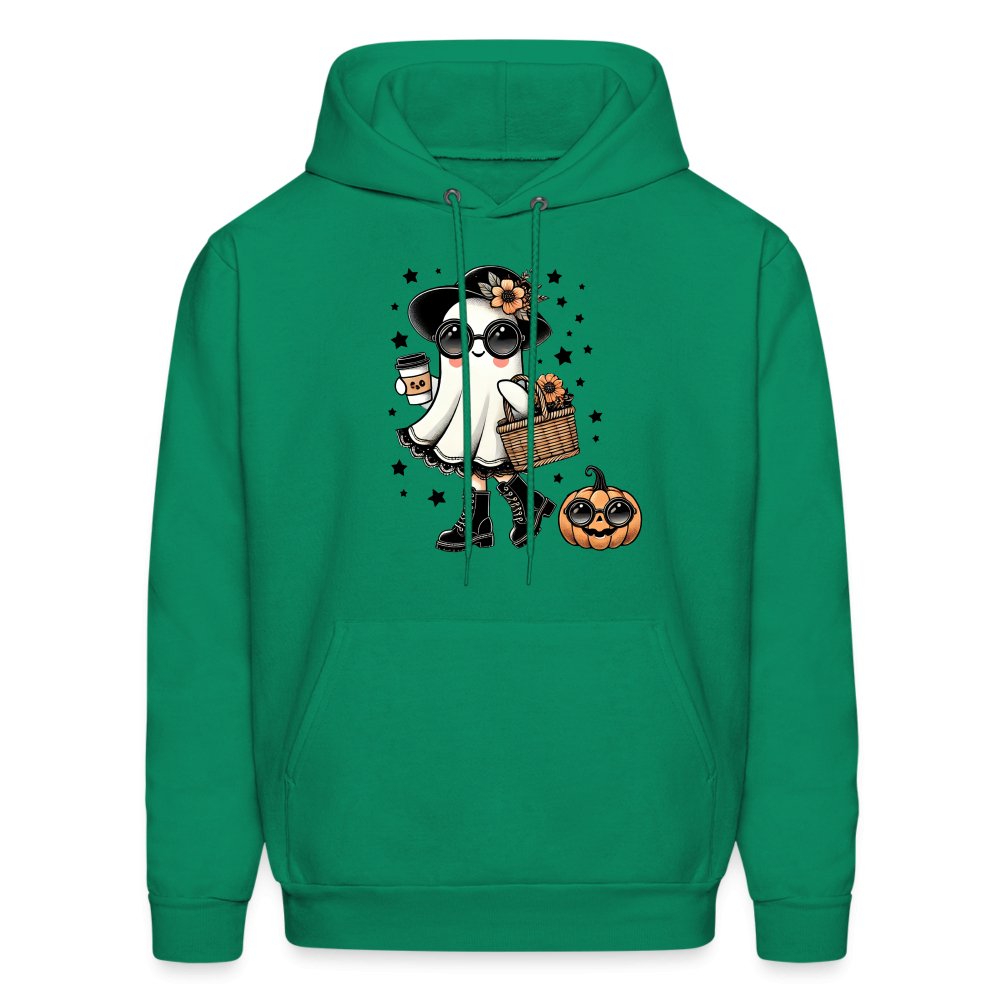 Too Cute Halloween and Autumn Mom Ghost Hoodie - kelly green