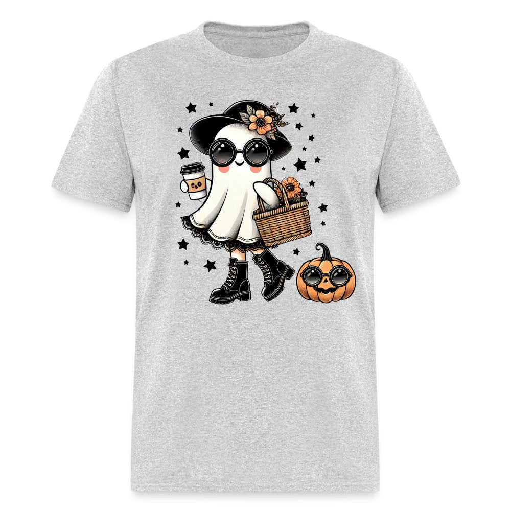 Too Cute Halloween and Autumn Mom Ghost T-Shirt - heather gray