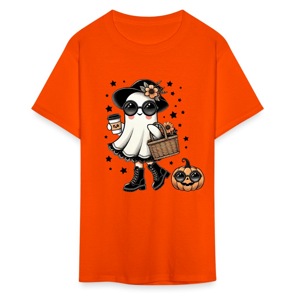 Too Cute Halloween and Autumn Mom Ghost T-Shirt - orange