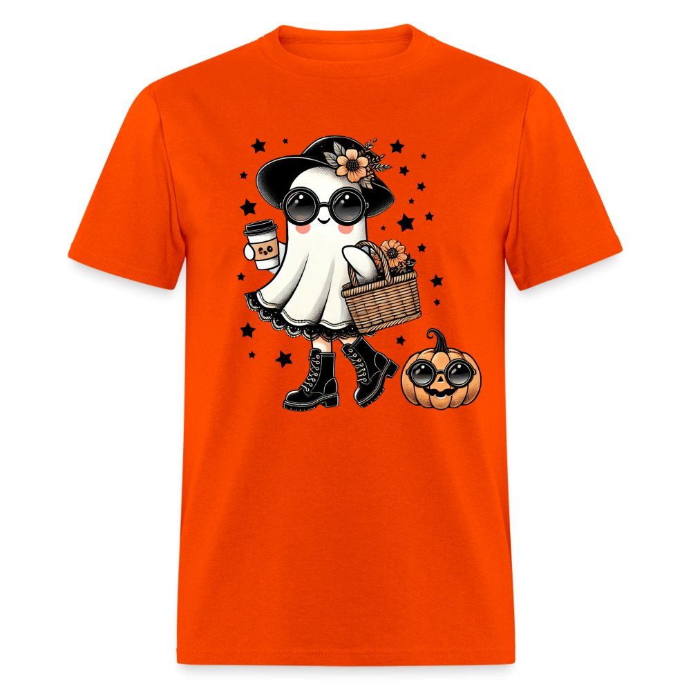 Too Cute Halloween and Autumn Mom Ghost T-Shirt - orange