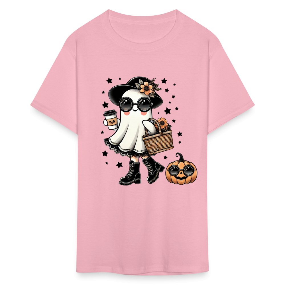 Too Cute Halloween and Autumn Mom Ghost T-Shirt - pink