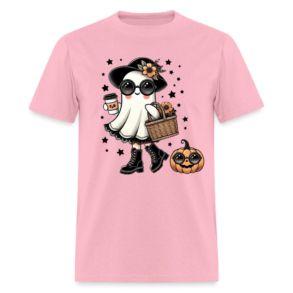 Too Cute Halloween and Autumn Mom Ghost T-Shirt - pink