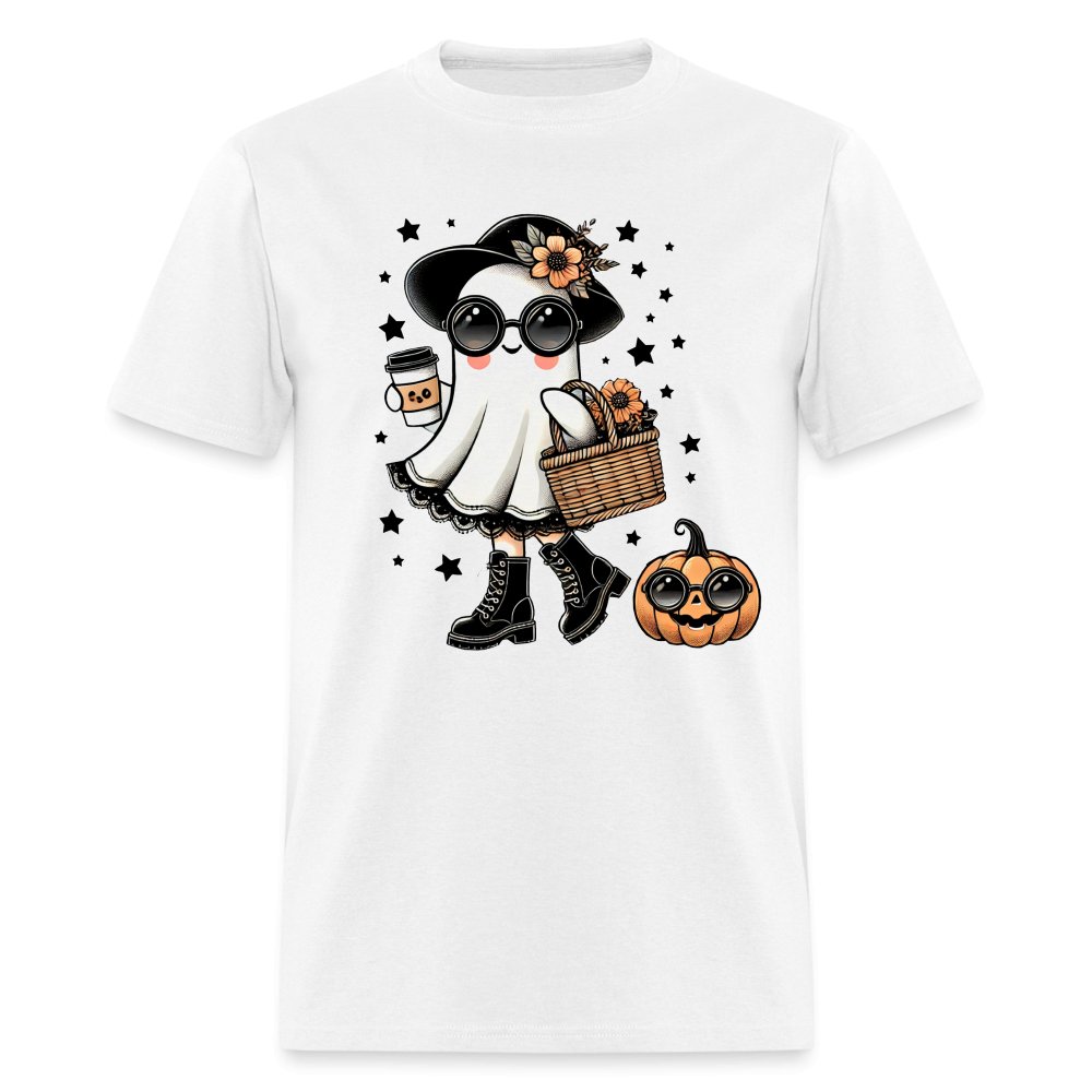 Too Cute Halloween and Autumn Mom Ghost T-Shirt - white