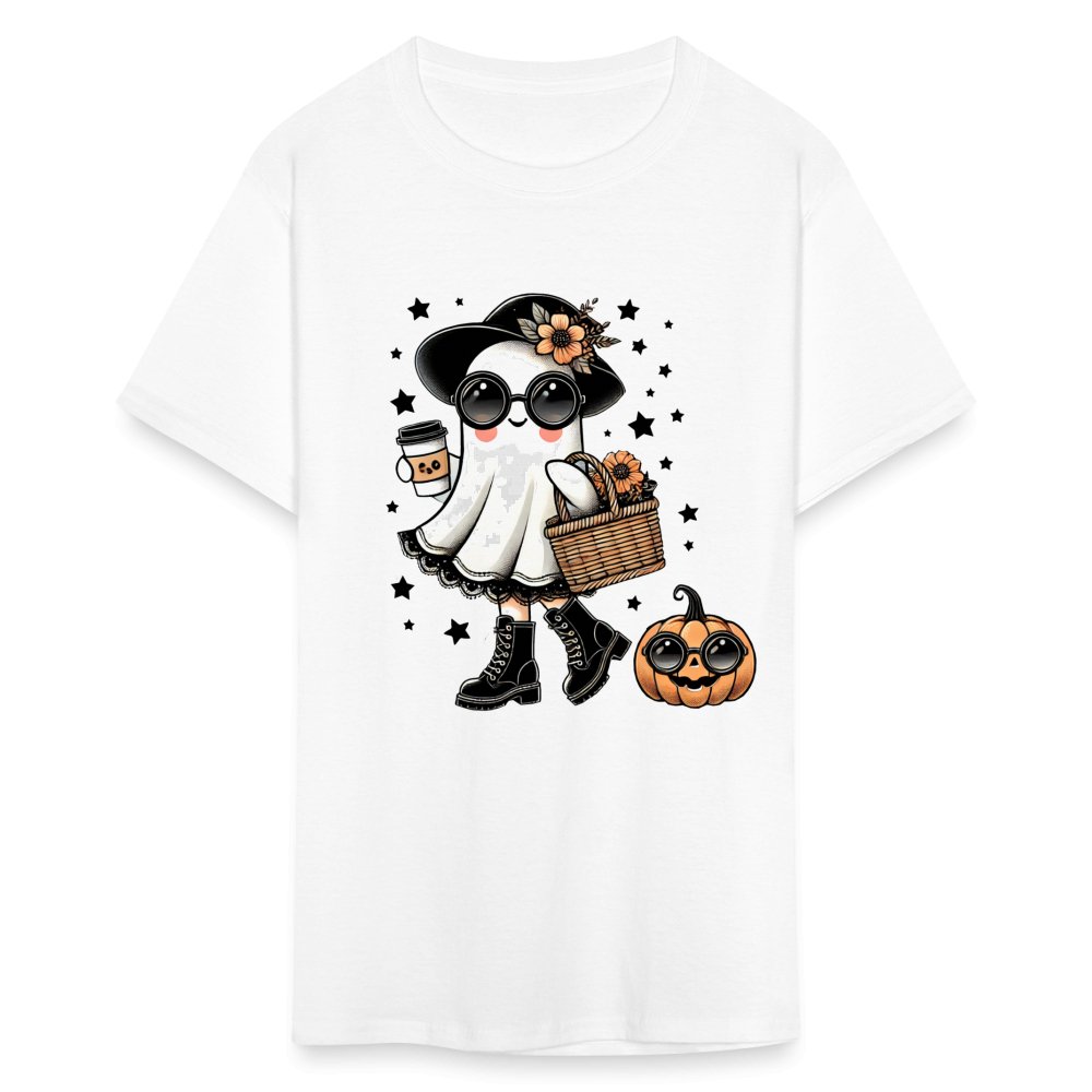 Too Cute Halloween and Autumn Mom Ghost T-Shirt - white