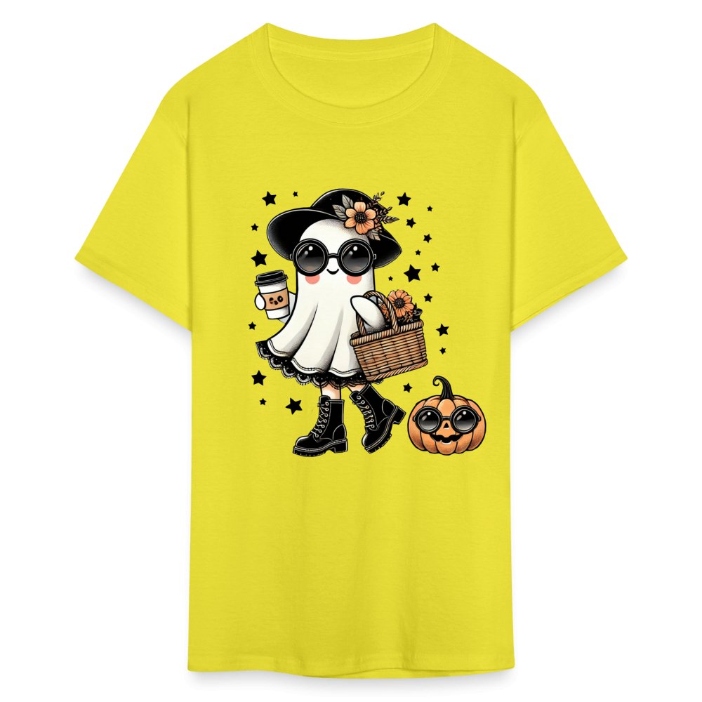 Too Cute Halloween and Autumn Mom Ghost T-Shirt - yellow