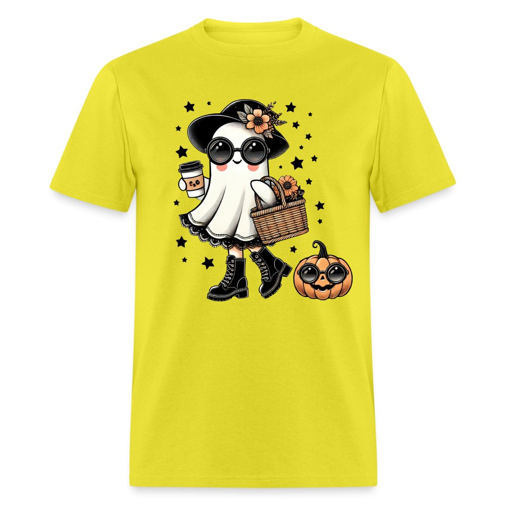 Too Cute Halloween and Autumn Mom Ghost T-Shirt - yellow