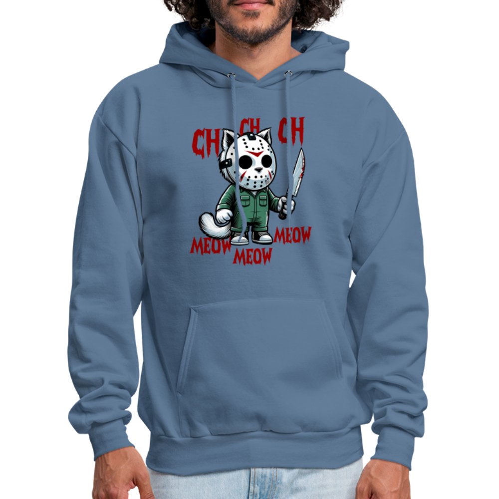 Vintage Movie Halloween Cat Hoodie - denim blue