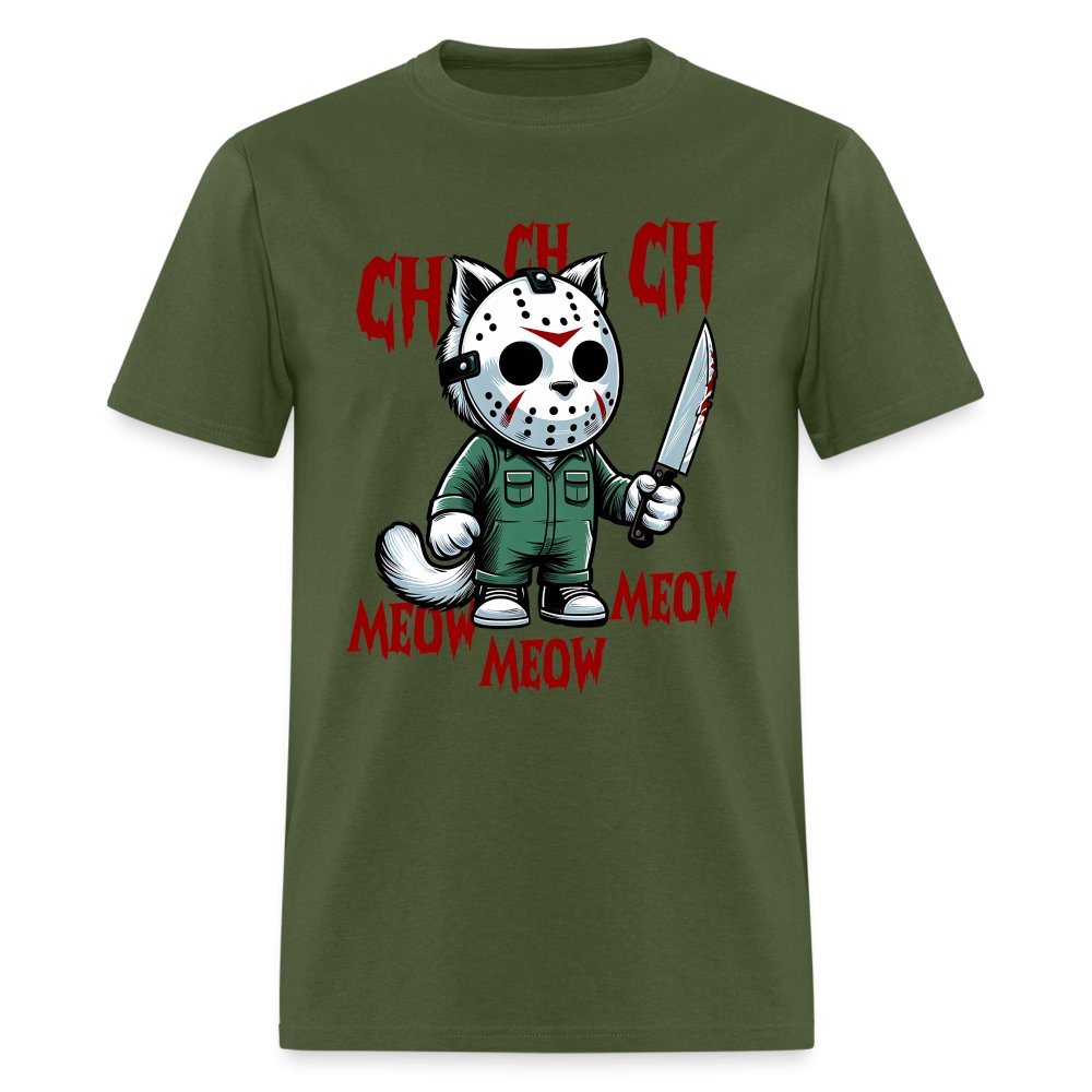 Vintage Movie Halloween Cat T-Shirt - military green