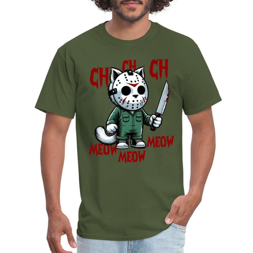 Vintage Movie Halloween Cat T-Shirt - military green