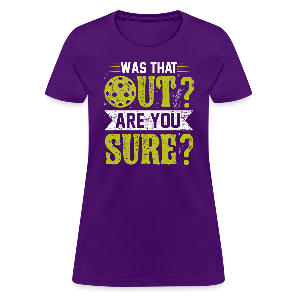 Was That Out (Pickleball) Women's Contoured T-Shirt - purple