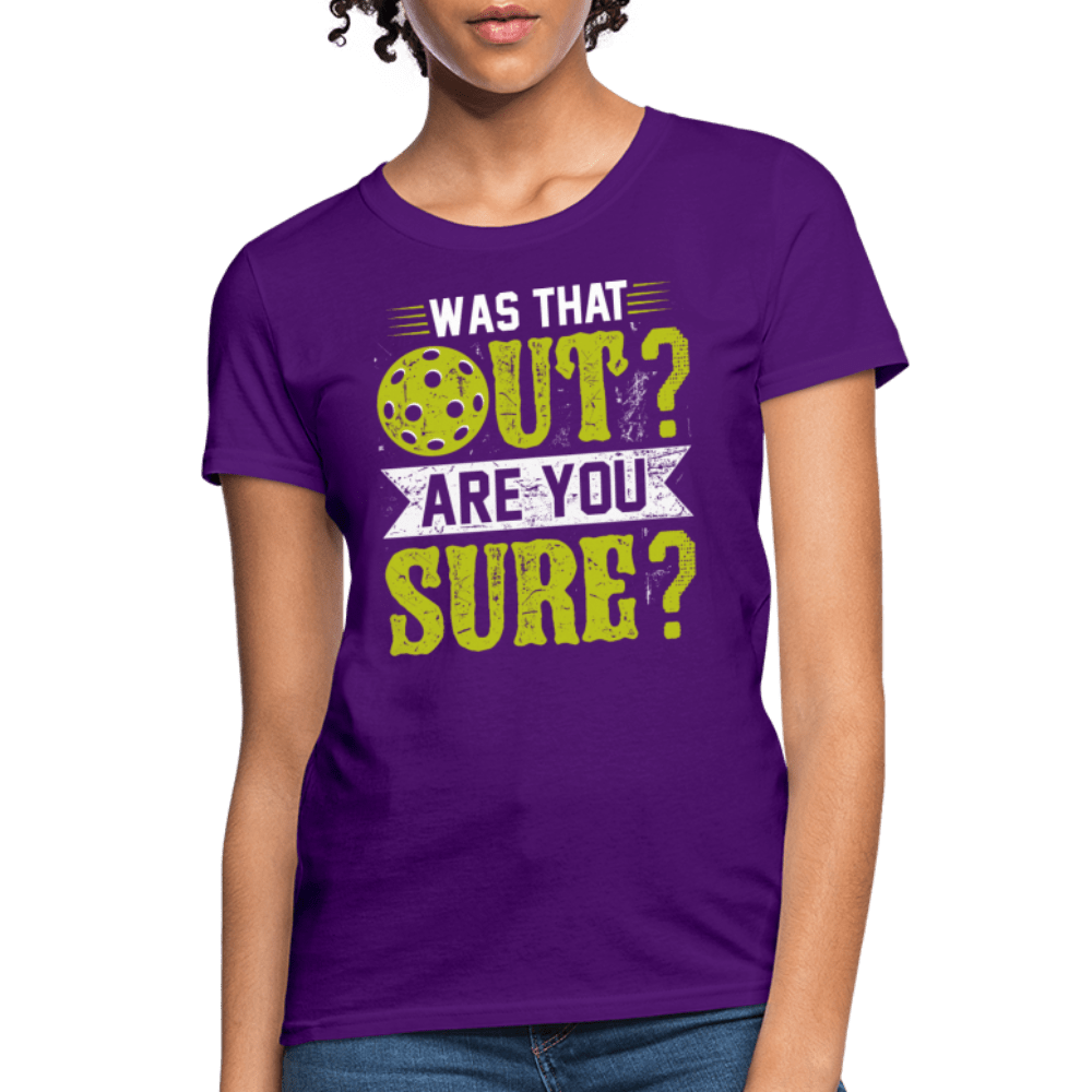 Was That Out (Pickleball) Women's Contoured T-Shirt - purple