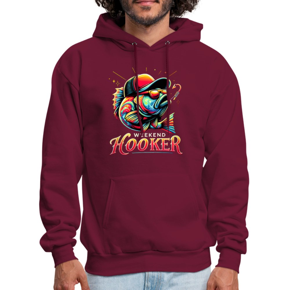 Weekend Hooker Hoodie (Fishing) - burgundy