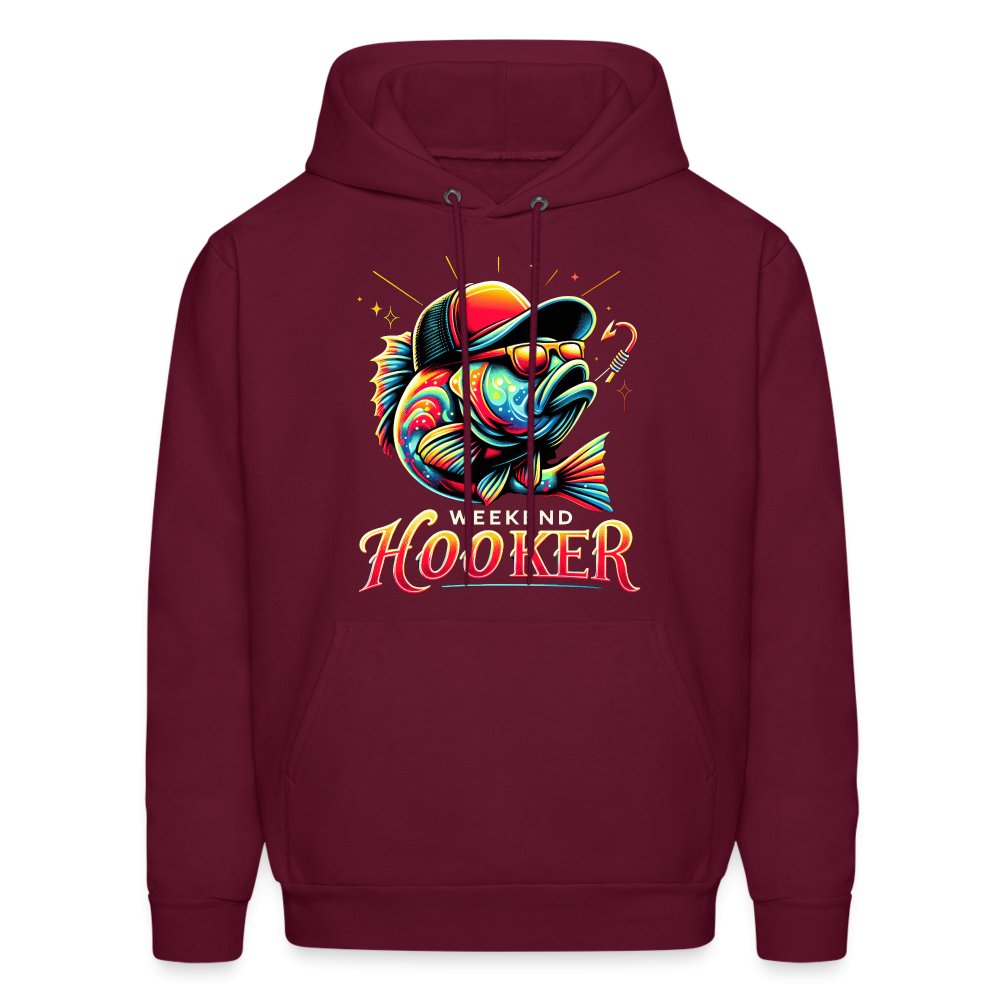 Weekend Hooker Hoodie (Fishing) - burgundy