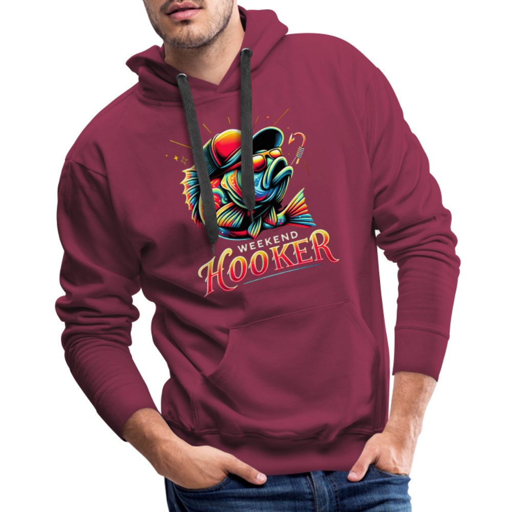 Weekend Hooker Men’s Premium Hoodie (Fishing) - burgundy