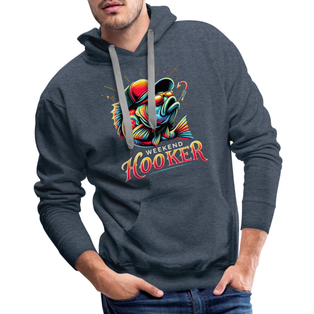 Weekend Hooker Men’s Premium Hoodie (Fishing) - heather denim