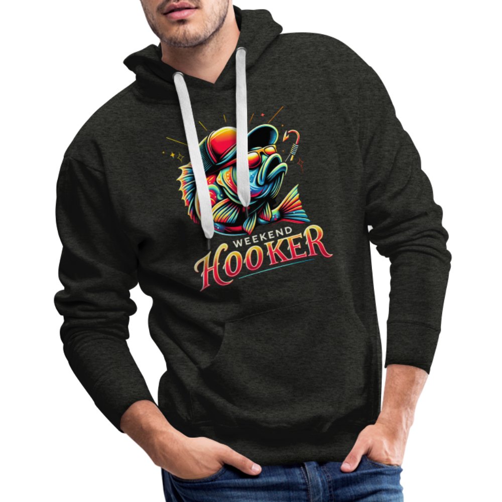 Weekend Hooker Men’s Premium Hoodie (Fishing) - heather denim