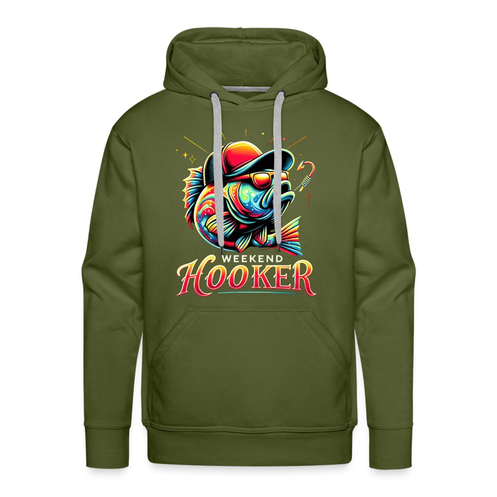 Weekend Hooker Men’s Premium Hoodie (Fishing) - olive green