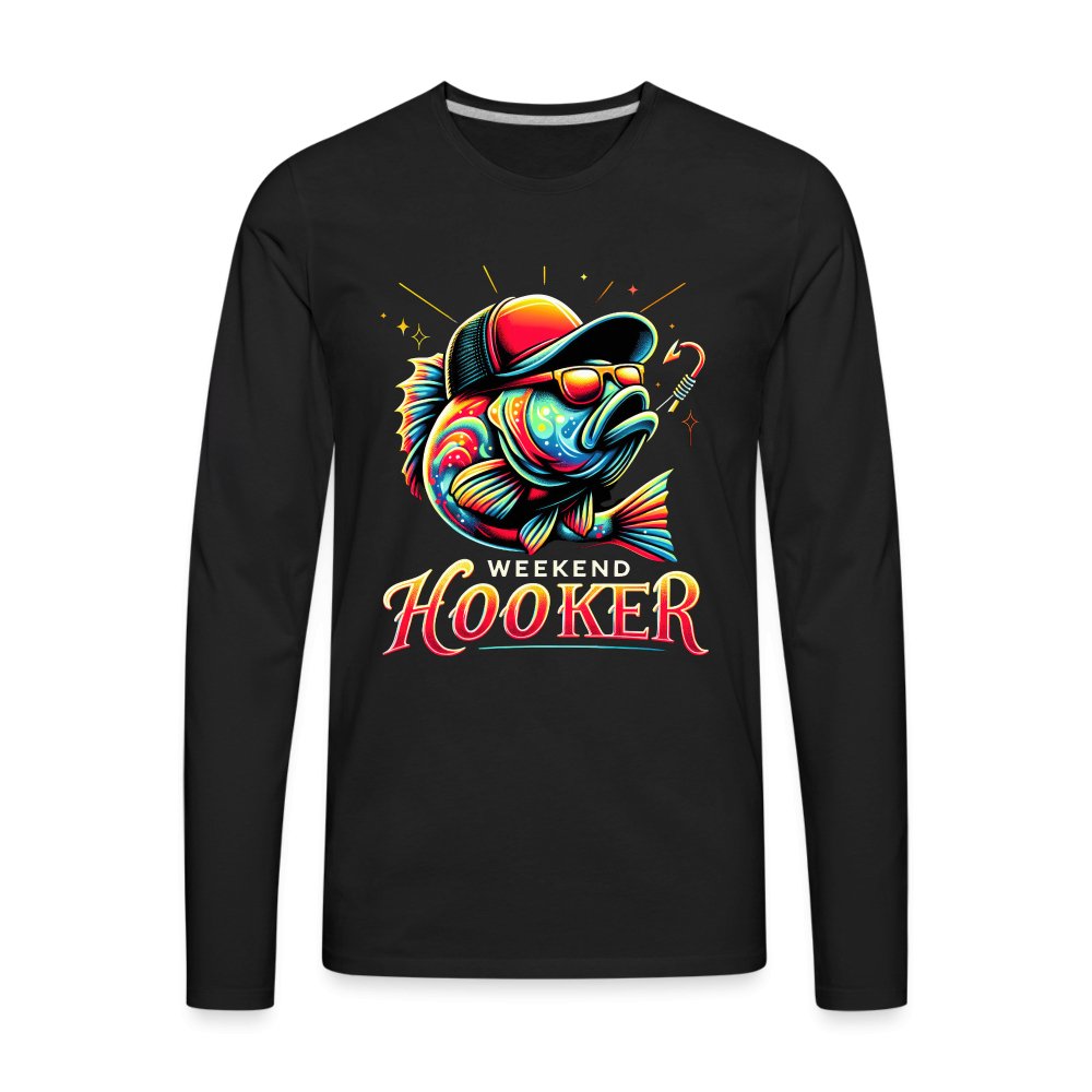 Weekend Hooker Men's Premium Long Sleeve T-Shirt (Fishing) - black