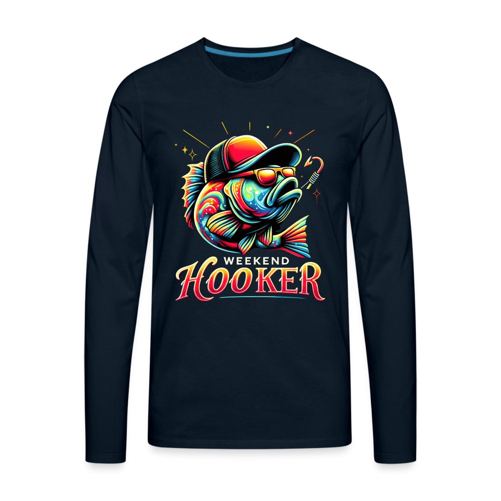 Weekend Hooker Men's Premium Long Sleeve T-Shirt (Fishing) - deep navy