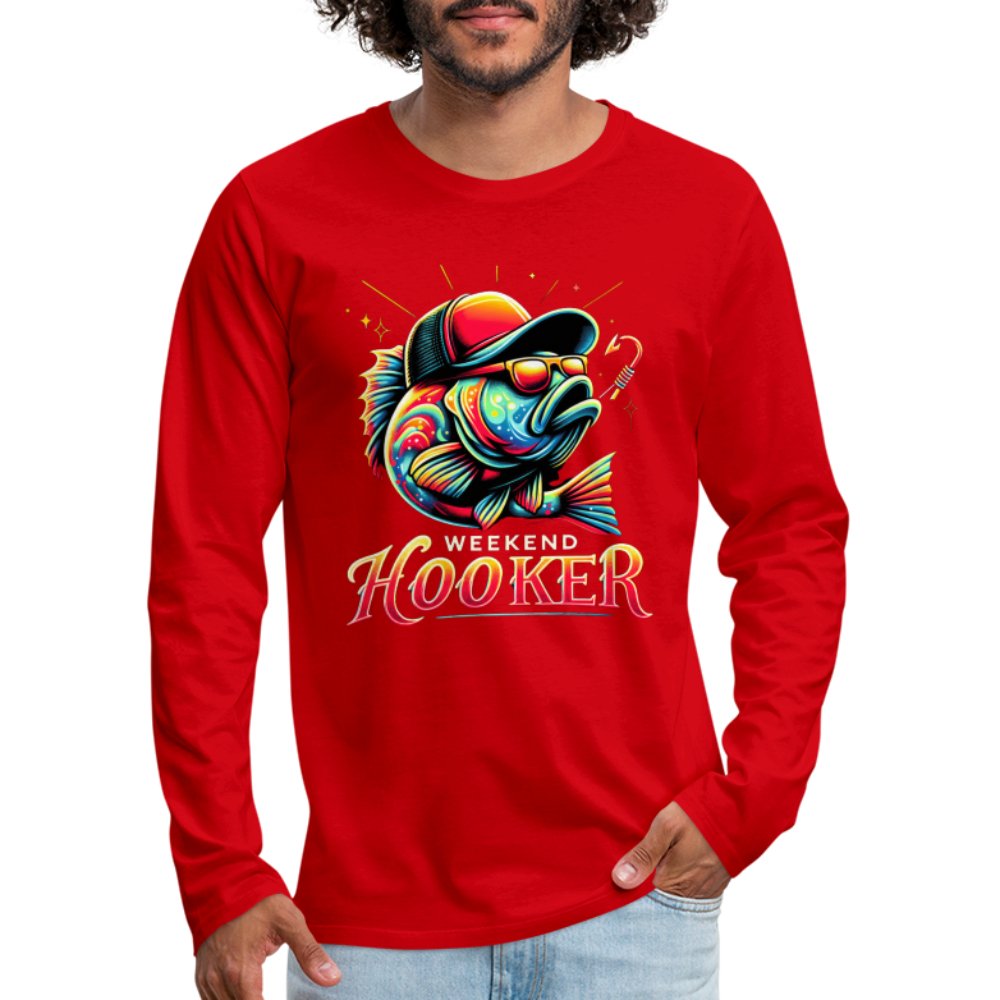 Weekend Hooker Men's Premium Long Sleeve T-Shirt (Fishing) - deep navy