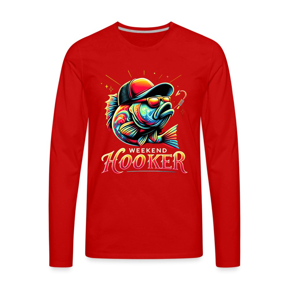 Weekend Hooker Men's Premium Long Sleeve T-Shirt (Fishing) - red