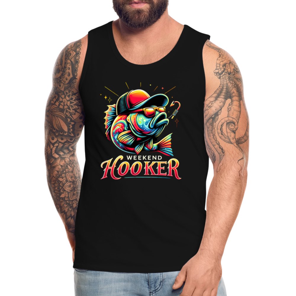 Weekend Hooker Men’s Premium Tank Top (Fishing) - black