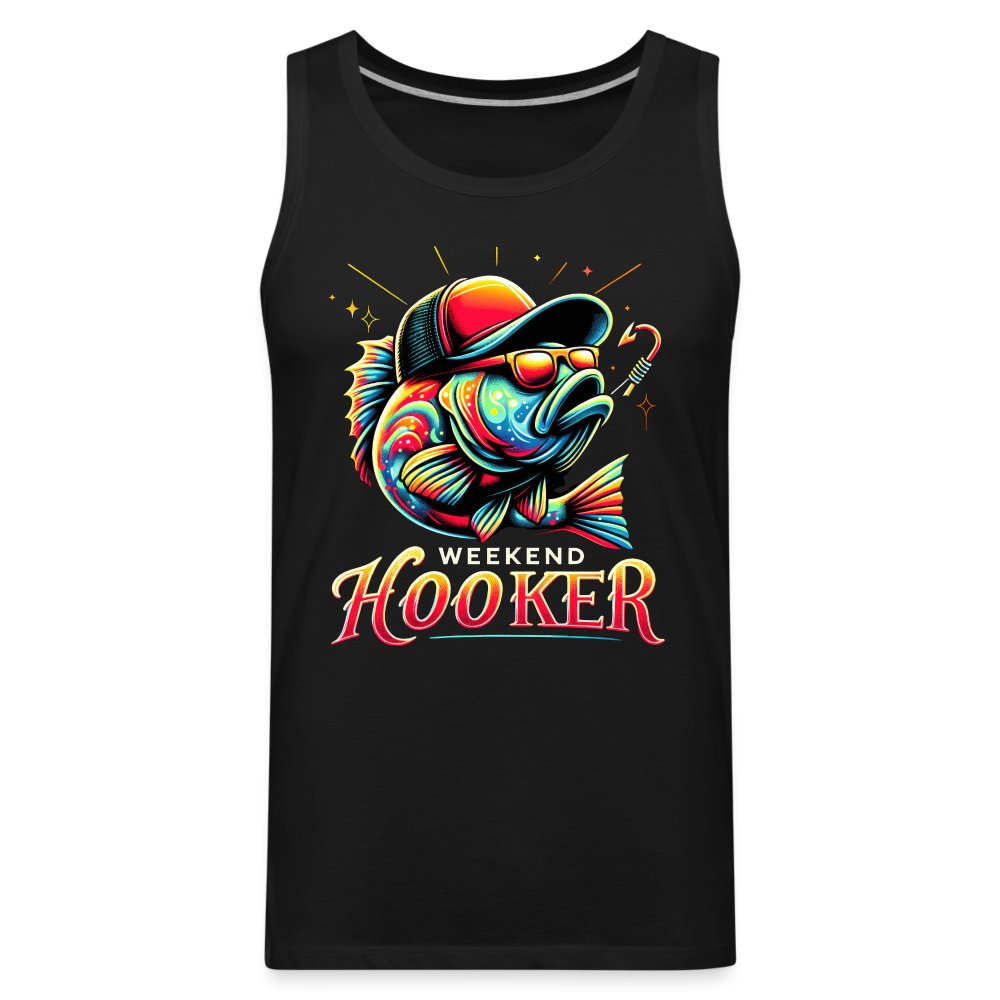 Weekend Hooker Men’s Premium Tank Top (Fishing) - black