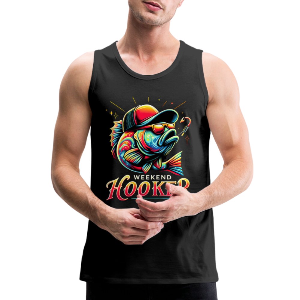 Weekend Hooker Men’s Premium Tank Top (Fishing) - black