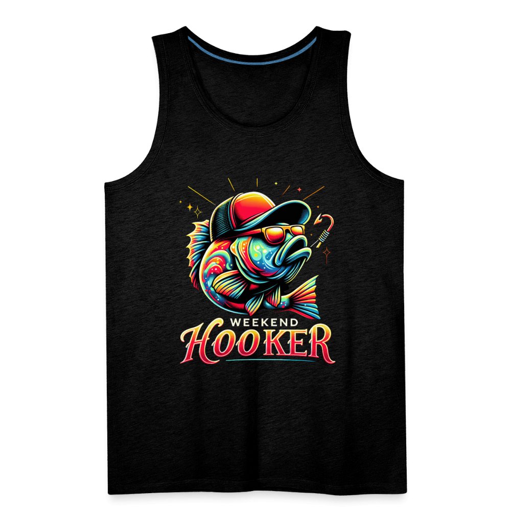 Weekend Hooker Men’s Premium Tank Top (Fishing) - charcoal grey