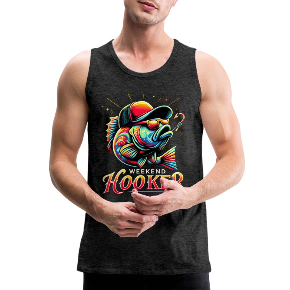 Weekend Hooker Men’s Premium Tank Top (Fishing) - charcoal grey