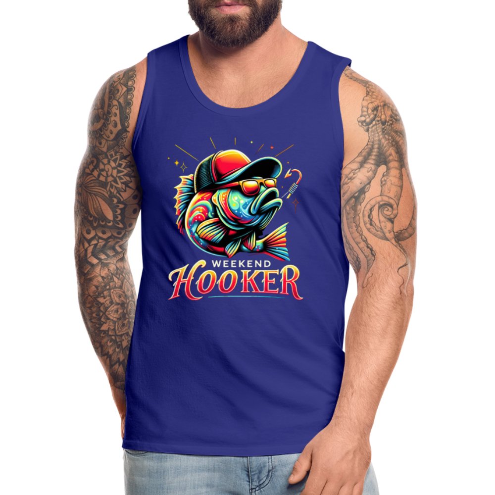 Weekend Hooker Men’s Premium Tank Top (Fishing) - charcoal grey