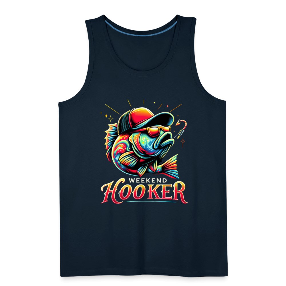 Weekend Hooker Men’s Premium Tank Top (Fishing) - deep navy