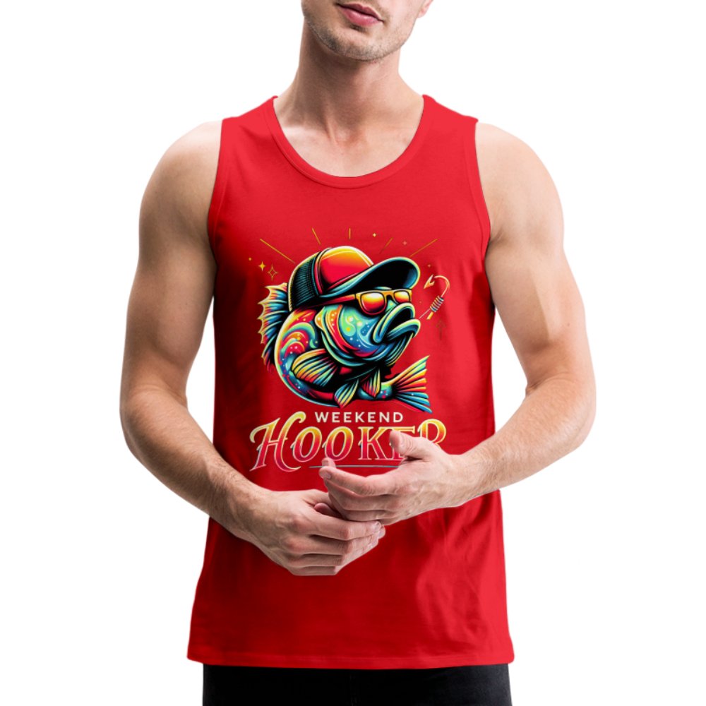 Weekend Hooker Men’s Premium Tank Top (Fishing) - red