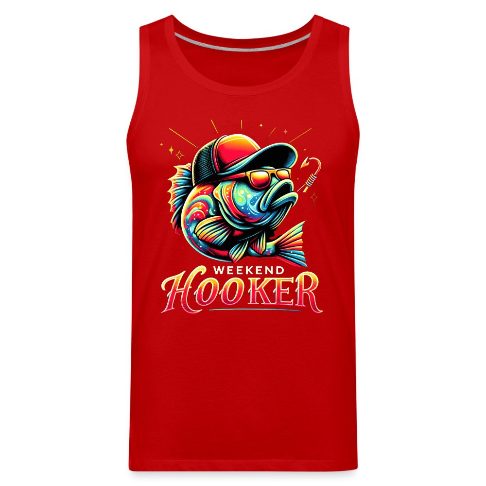 Weekend Hooker Men’s Premium Tank Top (Fishing) - red