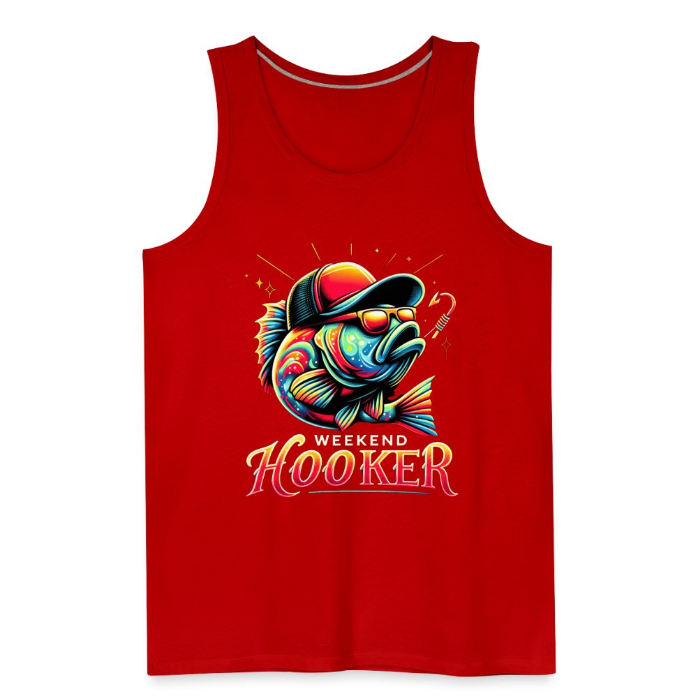 Weekend Hooker Men’s Premium Tank Top (Fishing) - red