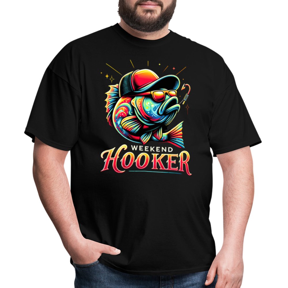 Weekend Hooker T-Shirt (Fishing) - black