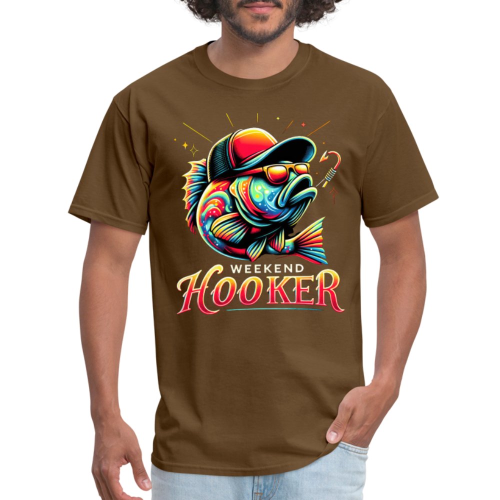 Weekend Hooker T-Shirt (Fishing) - brown