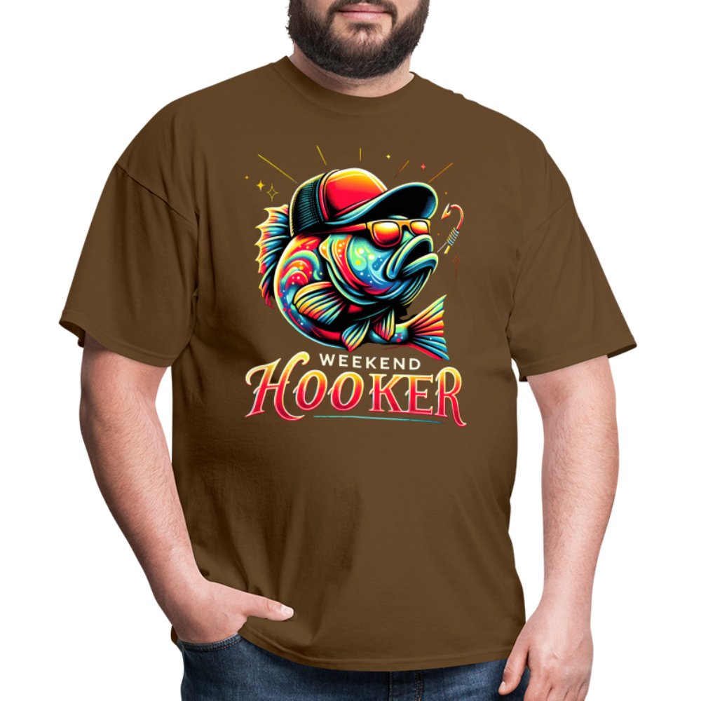 Weekend Hooker T-Shirt (Fishing) - brown