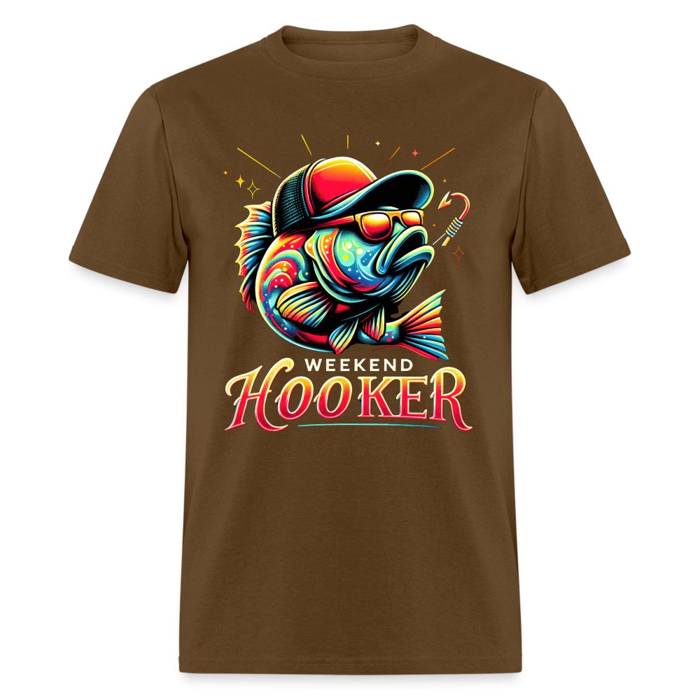 Weekend Hooker T-Shirt (Fishing) - brown