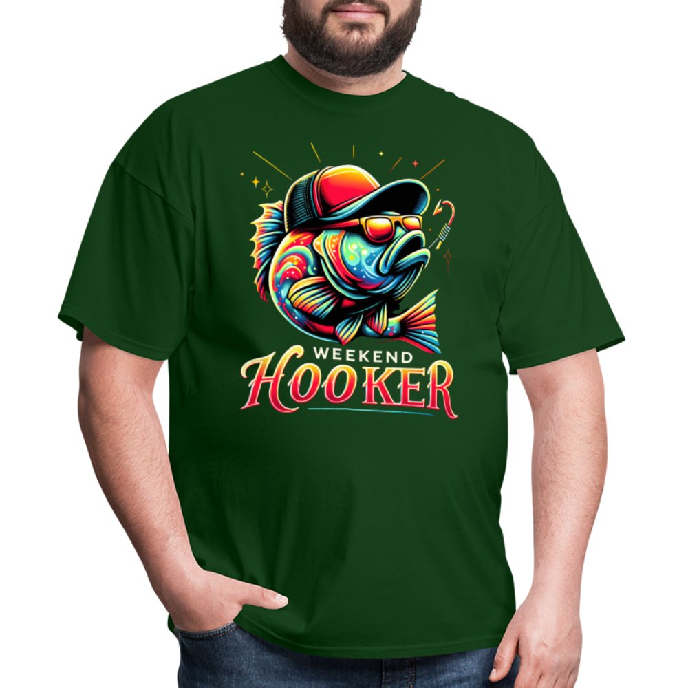 Weekend Hooker T-Shirt (Fishing) - forest green