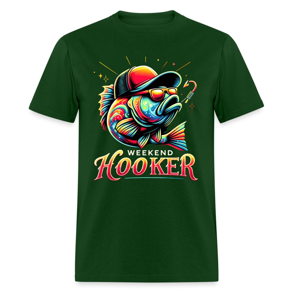 Weekend Hooker T-Shirt (Fishing) - forest green