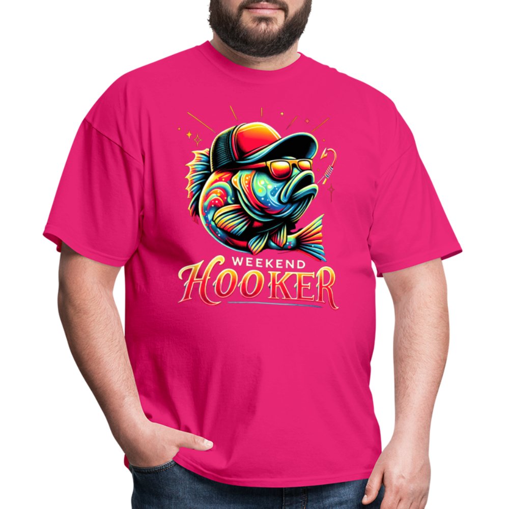 Weekend Hooker T-Shirt (Fishing) - fuchsia