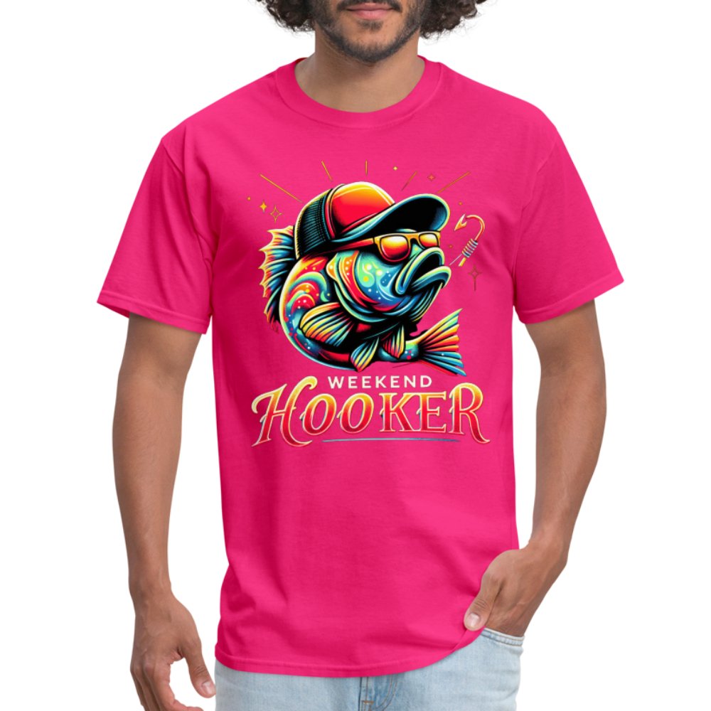 Weekend Hooker T-Shirt (Fishing) - fuchsia